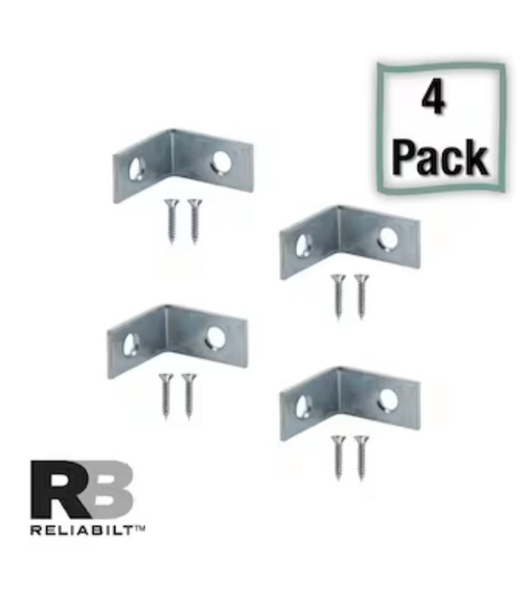 RELIABILT 1-in x 0.5-in x 1-in-Gauge Zinc-plated Steel Corner Brace (4-Pack)