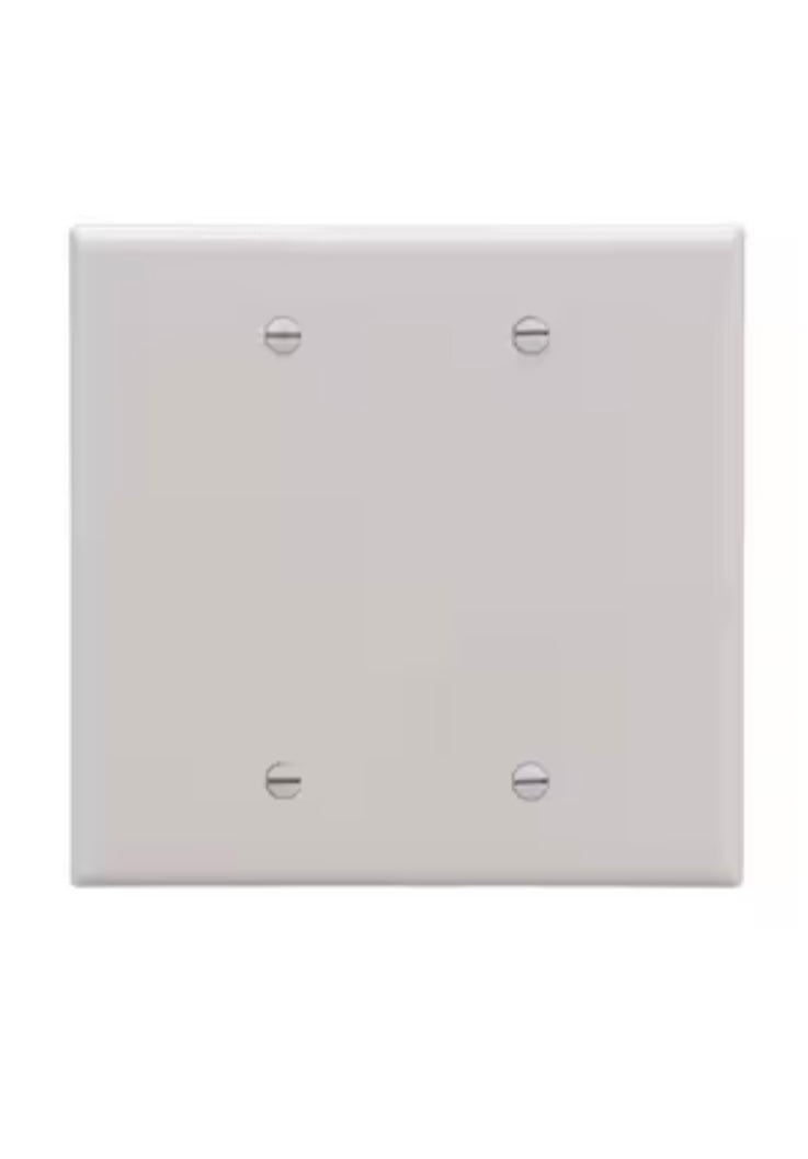 Eaton 2-Gang Midsize White Polycarbonate Indoor Blank Wall Plate