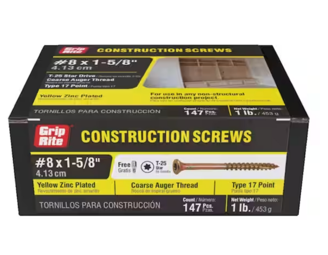 #8 x 1-5/8 in. Star Drive Bugle-Head Construction Screw (1 lb./Pack)