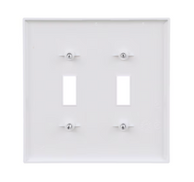 Load image into Gallery viewer, 2-Gang Midsize White Polycarbonate Indoor Toggle Wall Plate - White
