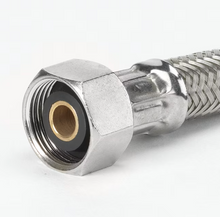 Load image into Gallery viewer, 1/2-in compression x 7/8-in Fip x 12-in Braided Stainless Steel Flexible Toilet Supply Line
