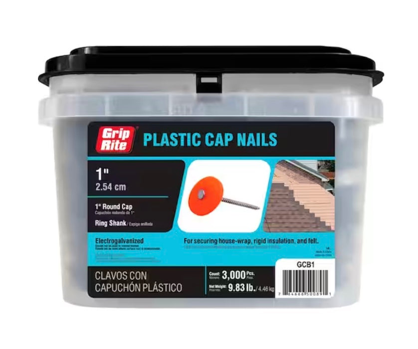 1 in. x 12-Gauge Plastic Round Cap Roofing Nail (3,000-Pack)